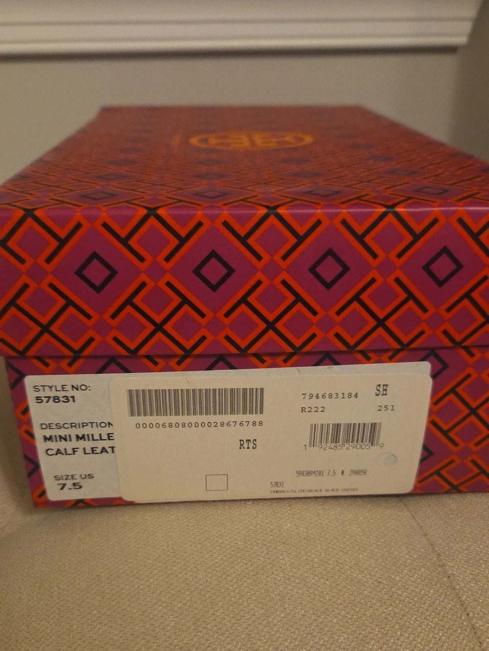 Tory Burch Mini Miller Brown Leather Logo Thong Sandals with Gold Accent 7.5